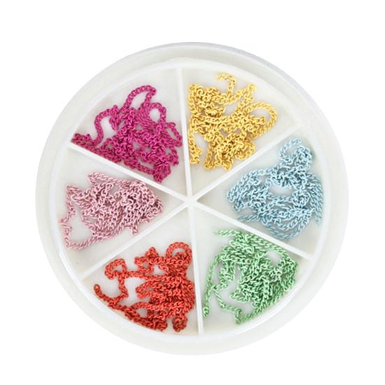 1 коробка металлическая цепочка для украшения ногтей DIY маникюрные аксессуары изысканная красочная цепочка для дизайна ногтей ювелирные изделия для чехла для телефона ожерелье браслет