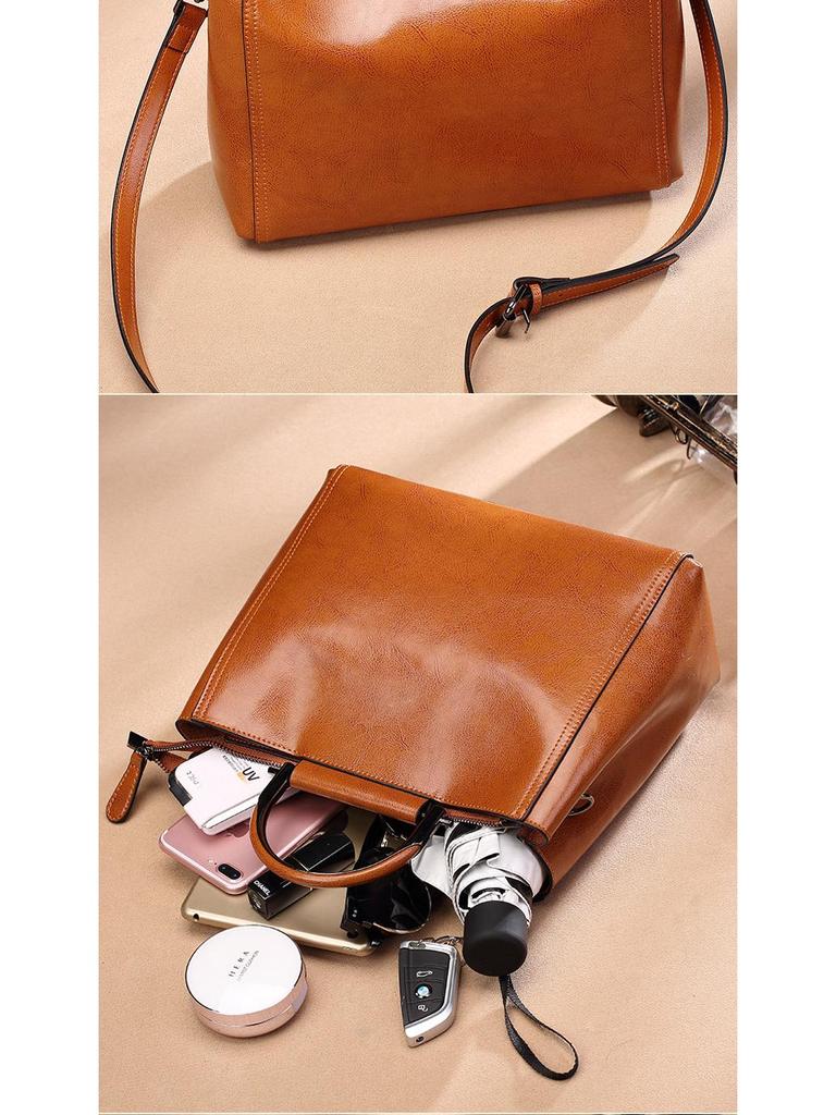 2024 Spring Women's Genuine Cowhide Handbags - Multifunctional, Large, Simple & Fashionable