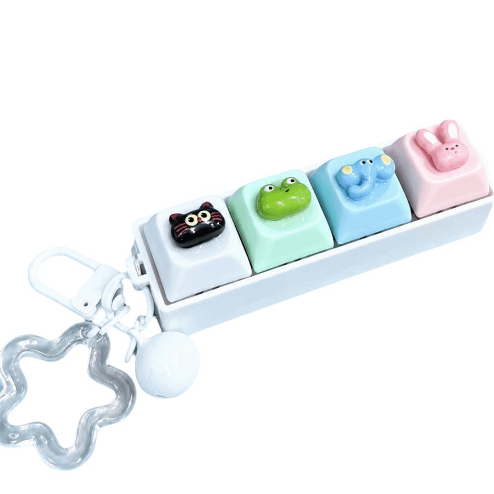 Compact Size Stress Relief Keychain Clickable Buttons Interactive Keyboard Toy Students