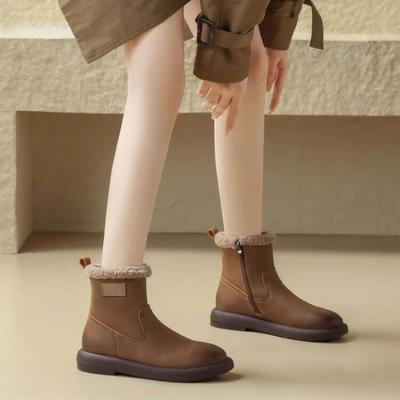 Зимние ботинки для женщин, новинка 2025 года, короткие ботинки с мягкой подошвой, ретро, нескользящие, зимние, теплые, водонепроницаемые, толстая подошва, плюшевые, хлопковые, плоские туфли