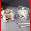 Desktop Transparent Plastic Storage Box for Toothpicks and Cotton Swabs, with Cover - Multi-functional Makeup Remover and Cosmetic Cotton Organizer.