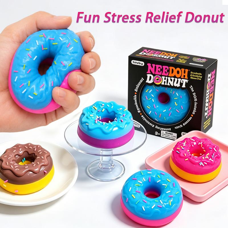 Needoh Dippin Dazzler Egg Donut Stress Relief Squishy Cube Squeeze Toy Slow Rebound Anti-Anxiety Perfect Gift Jelly Donut New