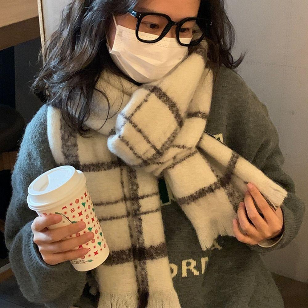 Winter Plaid Scarf Warm Long Pashmina Fashion Cashmere Scarves  Women