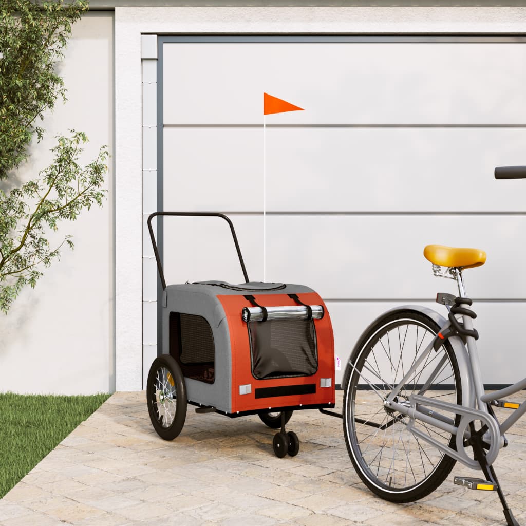 Bicycle Trailer for Dogs Orange and Grey Oxford Fabric and Iron
