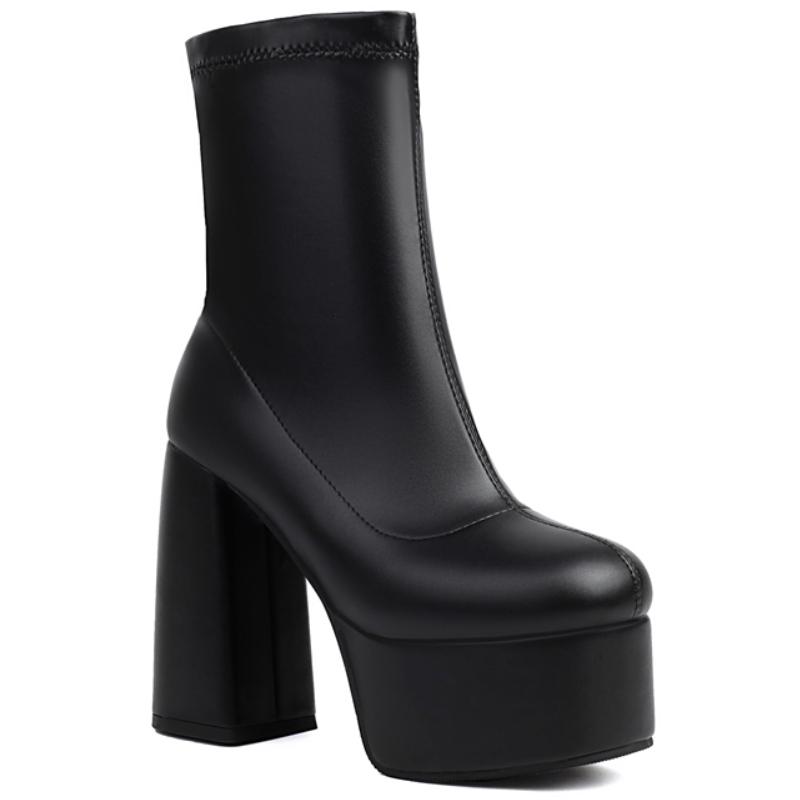 Платформенные ботильоны для женщин черные золотые серебристые короткие ботинки на высоком каблуке на молнии для вечеринок танцев женские большого размера 45 новые 2025 зима