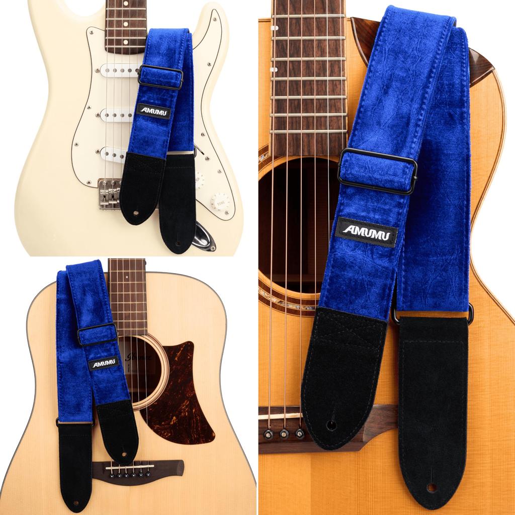 Бархатный гитарный ремень Бас-гитара Электрогитара Акустическая гитара Гитарные аксессуары Синий [Amumu] - Ремень, Ремень, Ремень, -