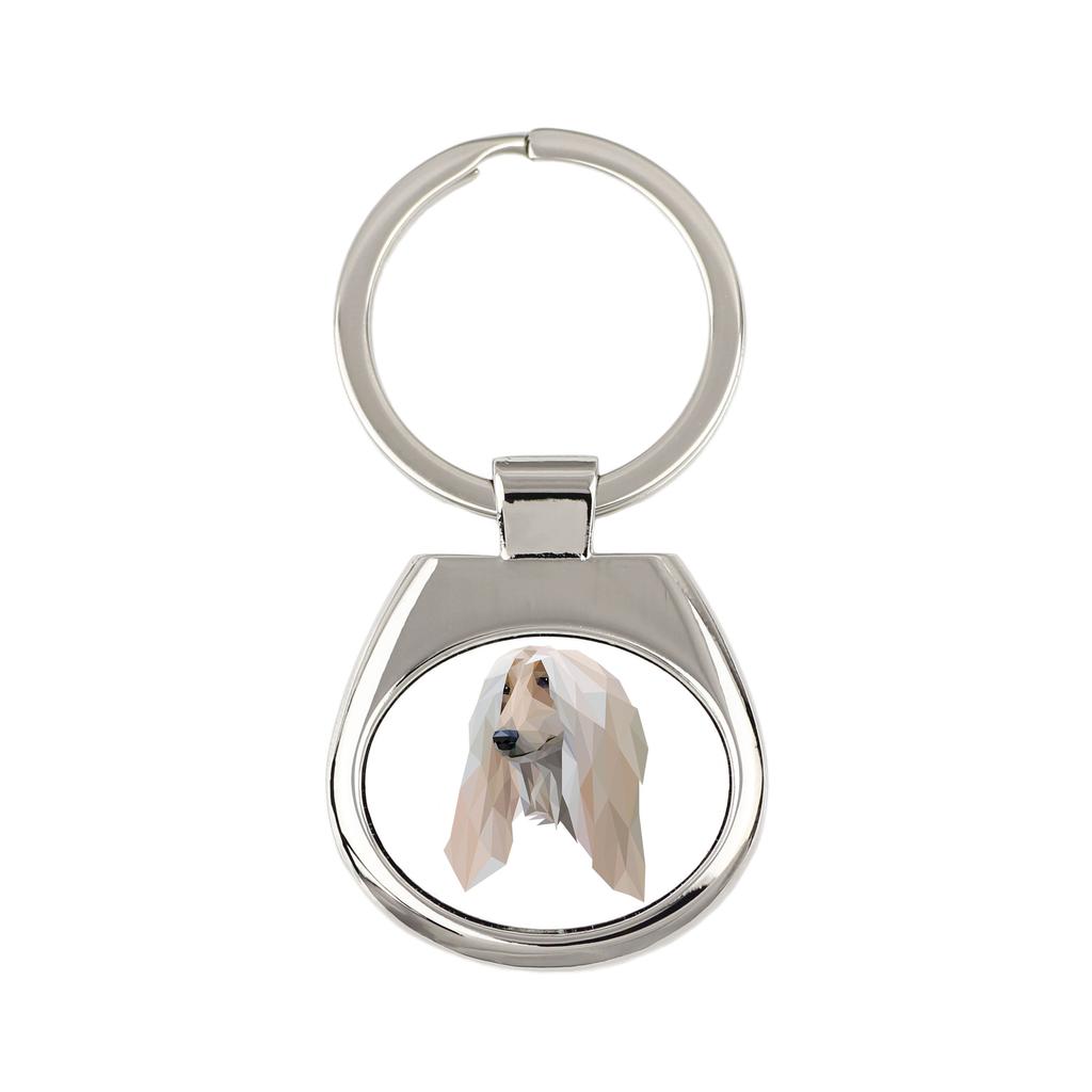 Afghan Hound, Tazi - Geometric Keychain with a Photo and the Inscription Art-Dog