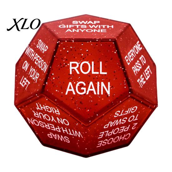 Present Exchange Party Dice Santa Swap Gift Dice, Christmas Stocking Stuffers White Elephant Glitter Multi-sides Game for Holiday