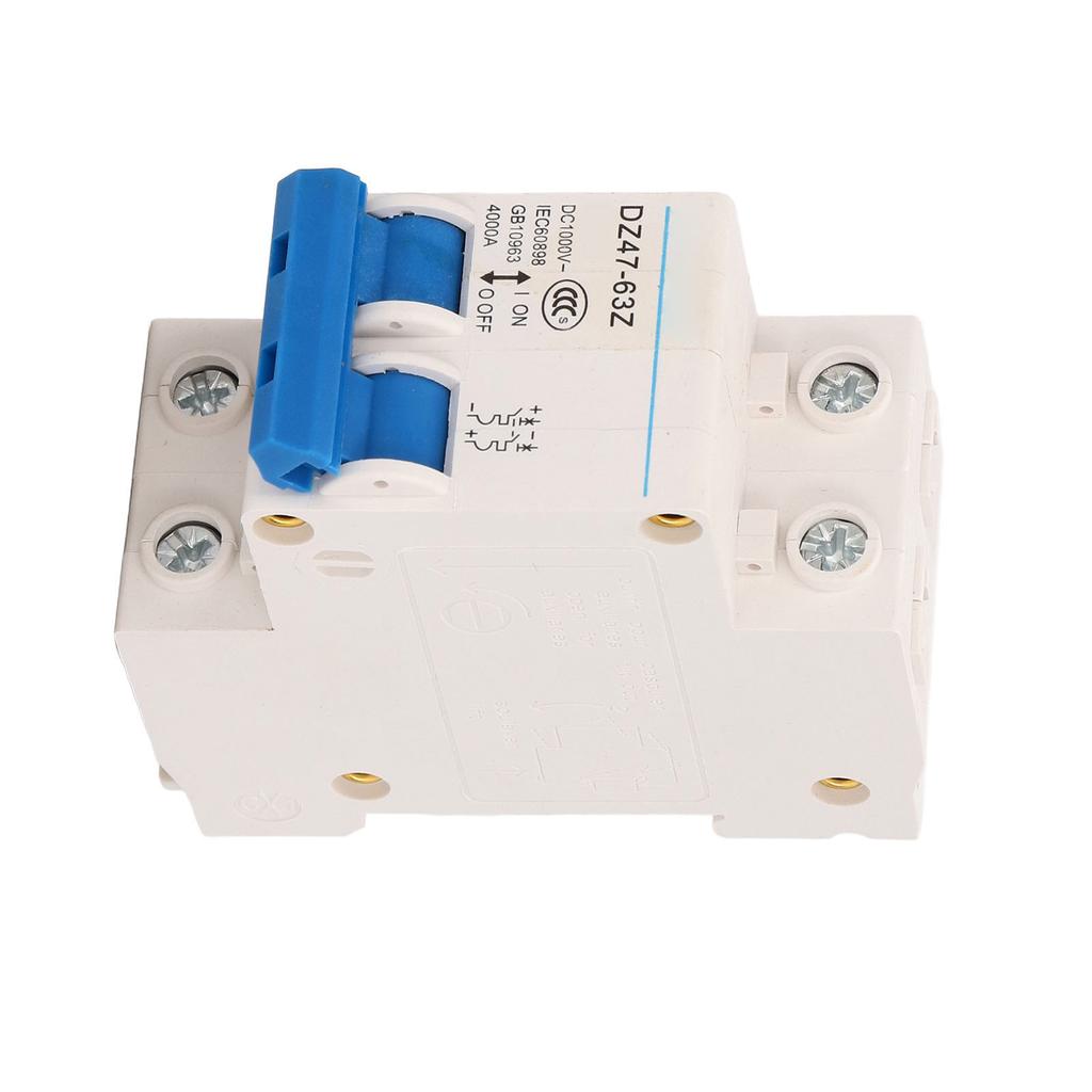 Circuit Breaker DC 1000V Protection Switch 4000A Breaking Capacity DIN Rail Mount 63A