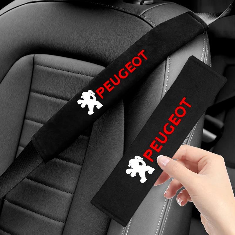 Fashion Car styling Car Seat Belt Covers Cotton Shoulder Pads For Peugeot 206 208 306 307 308 508 106 107 108 2008 3008 5008 207
