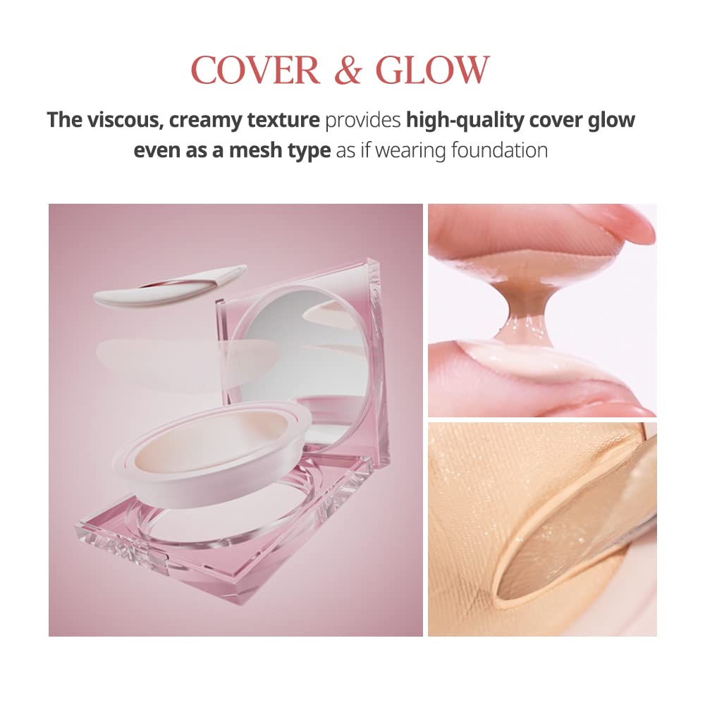 CLIO KILL COVER MESH GLOW CUSHION Корейская косметика Прозрачная глянцевая сыворотка для кожи Поры Защита от УФ-излучения SPF50+ PA++++ (#4 ИМБИРЬ)
