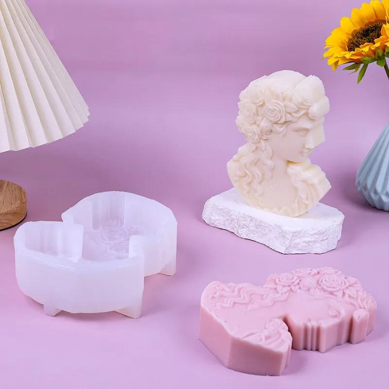 3D Портрет Богини Свеча Силиконовая Форма DIY Европейская Фигура Статуя Гипс Декор Форма для Литья из Смолы Домашнее Украшение Поделки