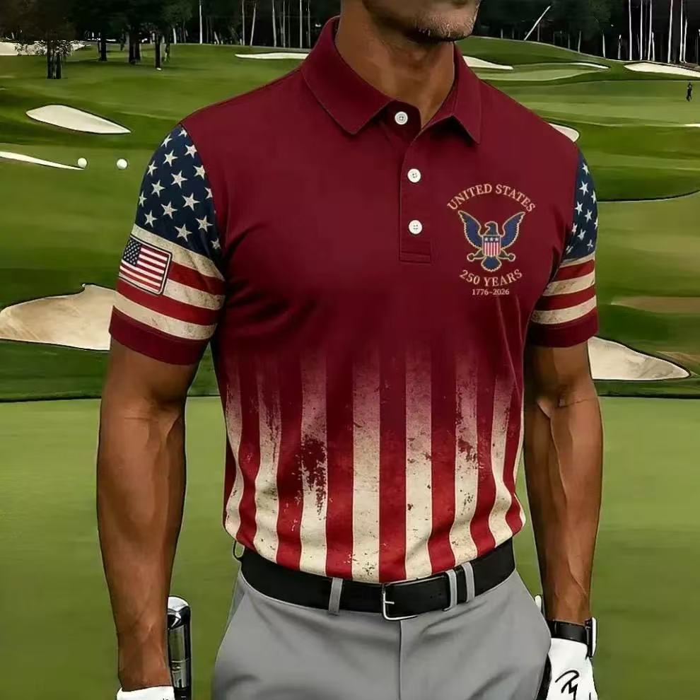 2026 Independent Station Summer Men's Casual Lapel POLO Shirt 3D Digital Printing Men's Outdoor POLO Shirt