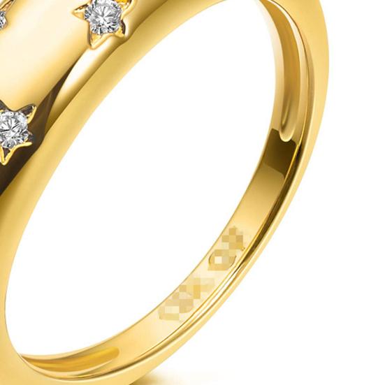 Кольцо Звезда Нежная Пентаграмма Золотого Цвета для Праздника Кольца