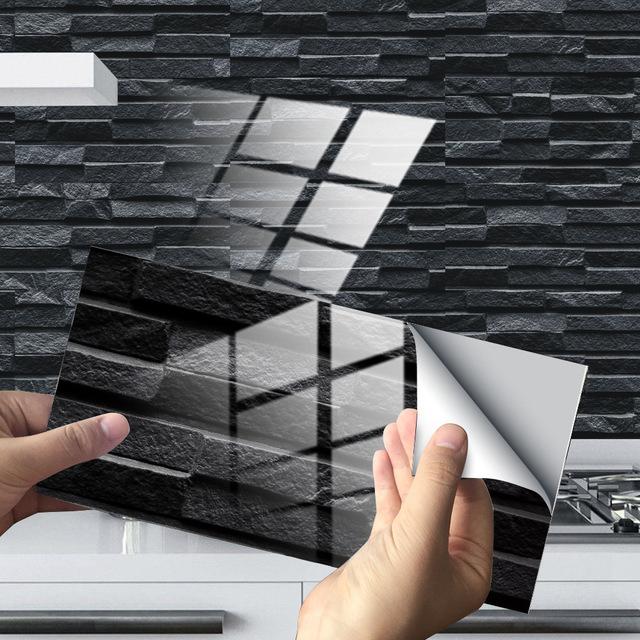 12/24/48pcs 3D Marble Crystal Self-adhesive Wall Sticker Mosaic Wallpaper Kitchen Oil Sticker Bathroom Tile Wall Stickers Waterproof