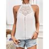 Плюс размер женский летний жилет модный полый кружевной топ без рукавов