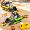 Rechargeable Construction Vehicle Toy Magnetic Remote Control Bulldozer Toy, Electric Snake Game Truck Splicing 2 Players Interactive