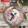2d Flat 20*20cm, Round Wooden Hummingbird Sign, Entrance Decor Gift, Hummingbird Theme, for Bar, Cafe, Club, Home, Room Wall Decor.