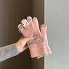 Thickened Warm Gloves Little Bear Full Finger Gloves Cute Plush Gloves  for Winter Women Girl