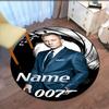 Custom Name 007 James Bond Printed Round Rug Carpet Chair Rug Area Rug Entryway Doormats,for Office Chair Living Room Bedroom Kitchen Room.