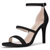 Allegra K Women's Open-Toe Sandals with Triple Straps and Stiletto High Heels, Black, Size 25.5cm