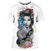 Ретро унисекс 2022 японская гейша 3d принт футболка принт бусидо крутой модный короткий рукав топ уличная одежда мужчины женщины дамы