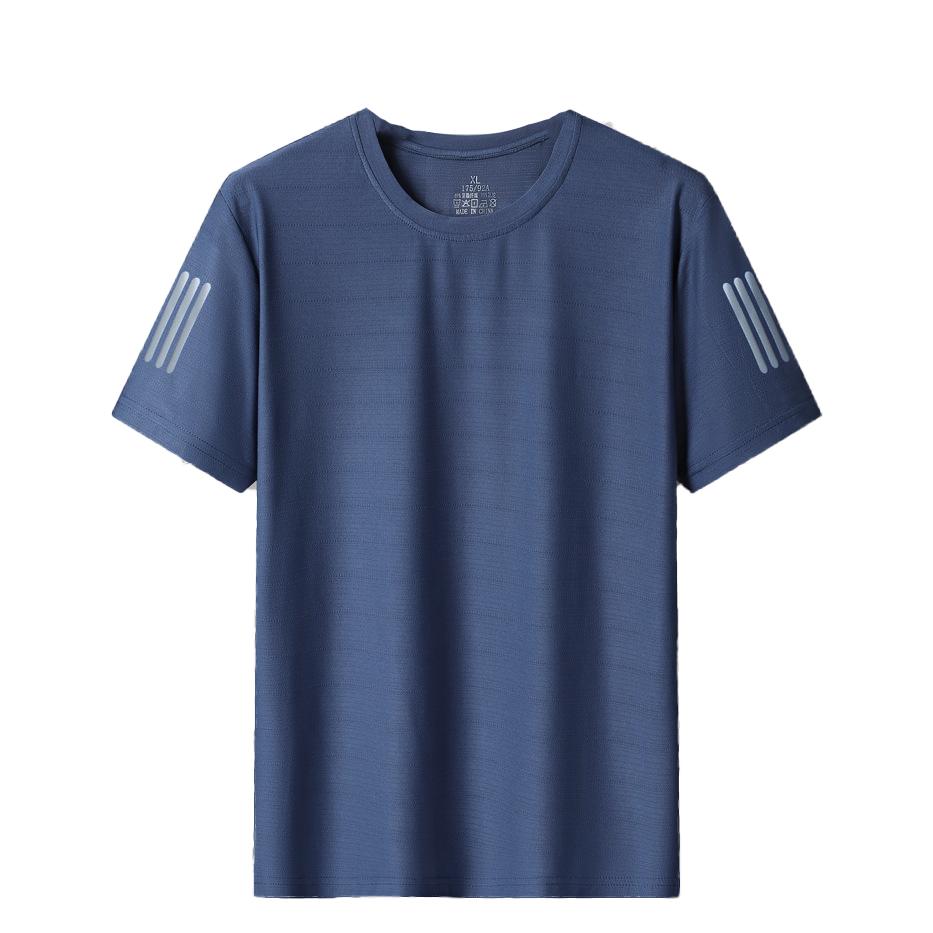 Мужская футболка Ice Silk Quick Dry Sports для кемпинга, пешего туризма, рыбалки, круглого выреза, фитнеса, бега, спортзала