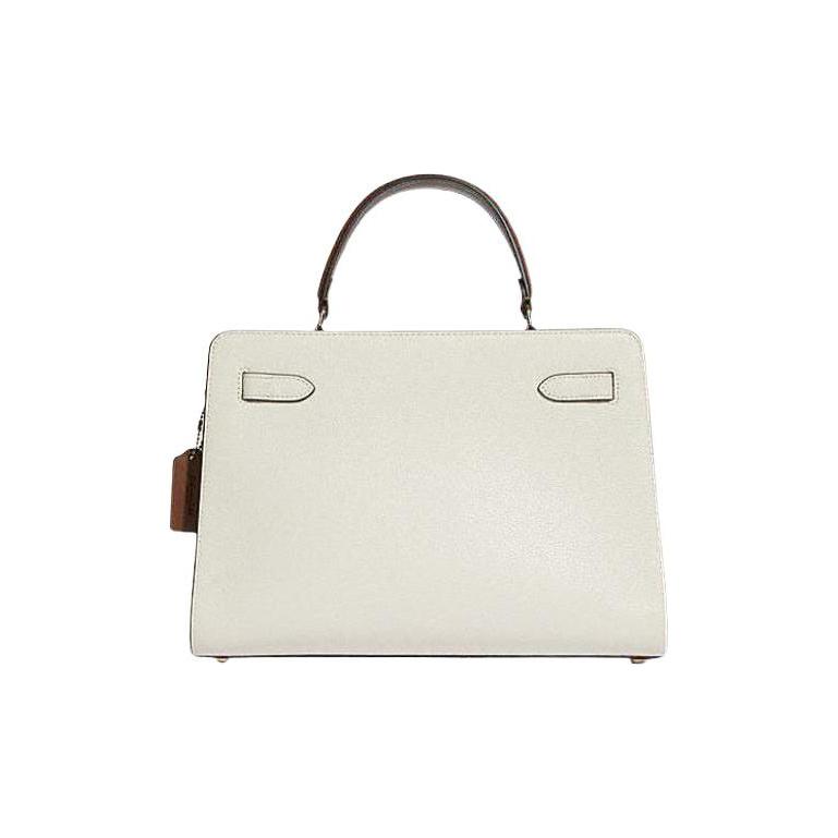 Coach Lane 32 Classic Fashion Leather Top Handle Clutch Shoulder Crossbody Bag Large Women bags White Dark-Brown C8210-IMTVF