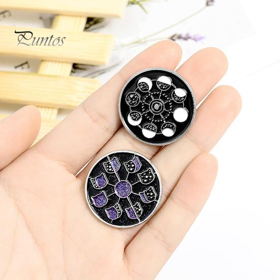 Брошь-булавка с рисунком лунных фаз, ювелирные аксессуары, эмалированный значок с фазами Луны для одежды