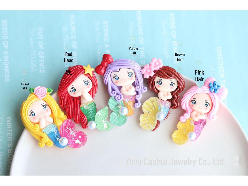 Кукла-русалка с жемчужной ракушкой и пайетками, магнит на холодильник и коробка для хранения украшений