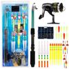1.6m Fishing Rods and Reels Travel Telescopic Spinning Fishing Rod Set With Accessories Full Fishing Tackle Kit Fishing for Beginners