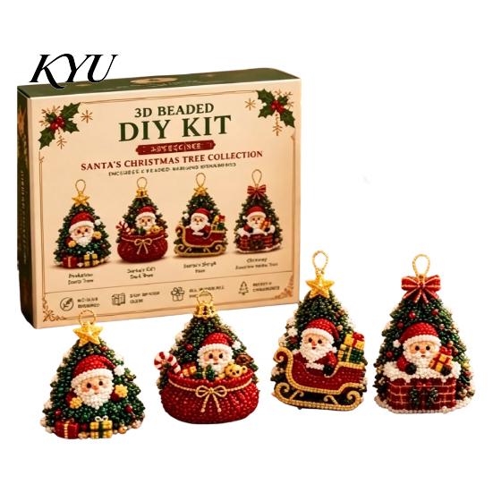 Parent Child Interactive Activity 3D Beaded DIY Kit, Lifelike Christmas Animal Beading Craft Set, Set for Kids Handmade Easy Embroidery Kit And Adults