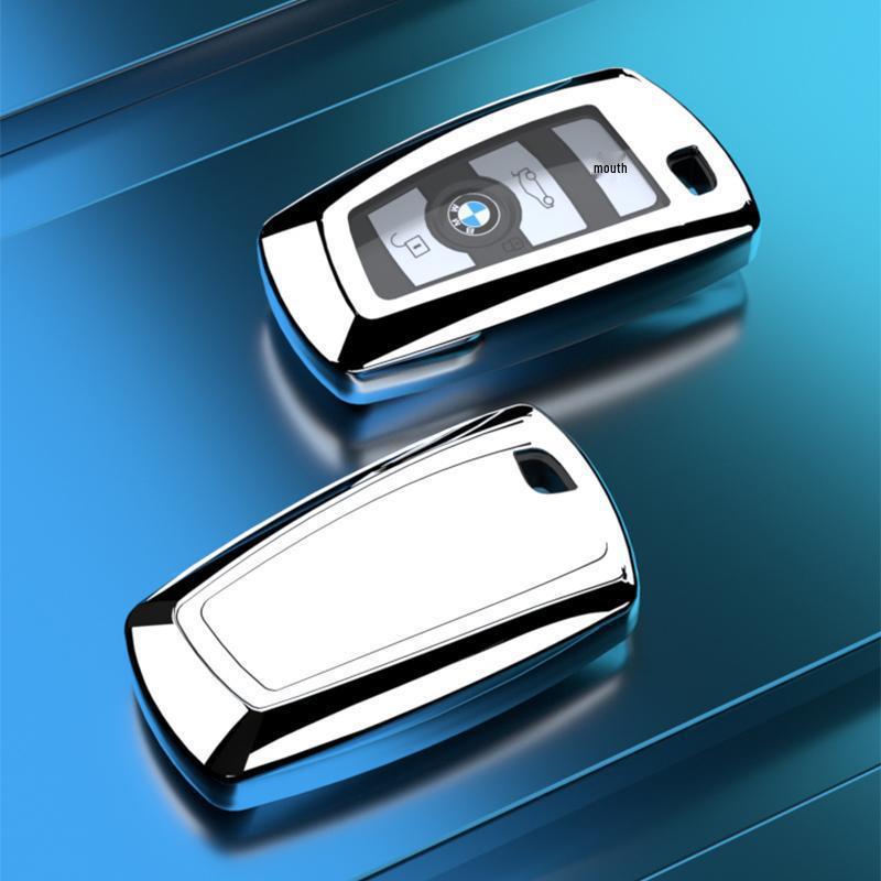 Compatible BMW Key Case for X3, X4, 1, 3, 5, & 7 Series - Decorative Key Shell & Chain