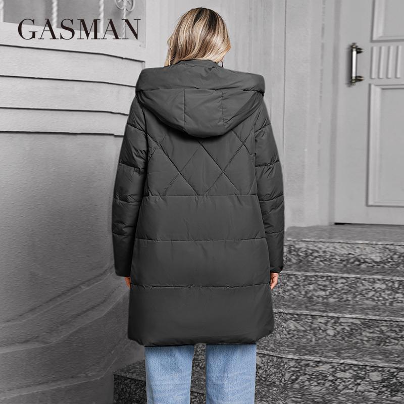 GASMAN 2024 Женская куртка-пуховик, средняя, классическая, на молнии, с большим карманом, воротником-стойкой, с капюшоном, тонкое пальто, женские парки 83356