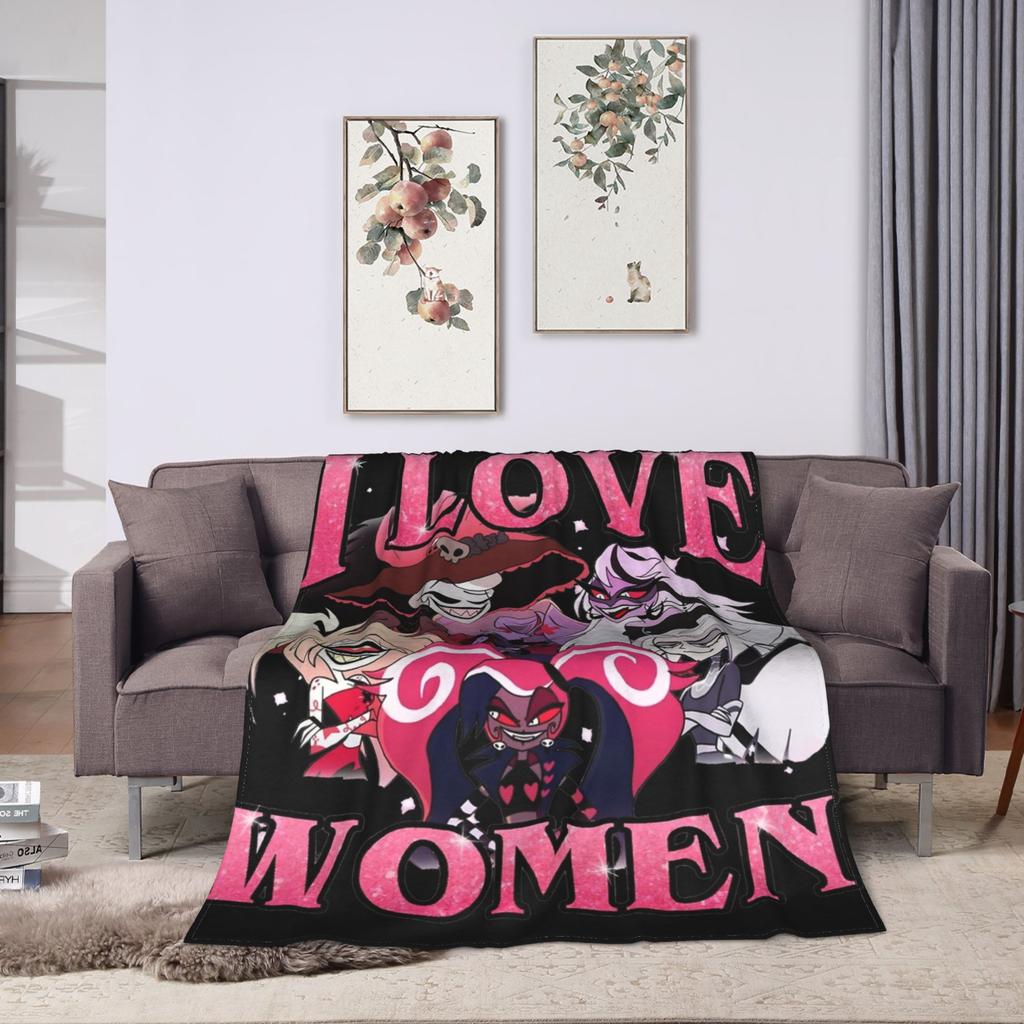 Hazbins Hotels Alastor and Lucifer Blanket Coral Fleece Plush Summer Demon Super Warm Throw Blankets for Sofa Car Rug Piece