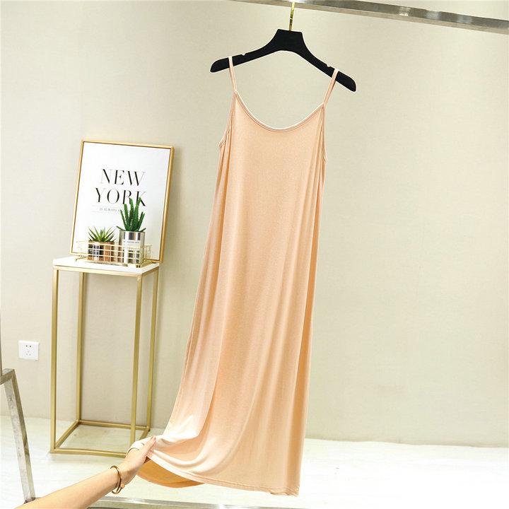 Женское облегающее миди-платье без рукавов из модального хлопка - Большой размер, Летнее с круглым вырезом, Подкладка-комбинация