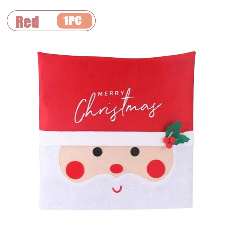Christmas Santa Claus LED Chair Covers Red Holiday Chair Back Slipcovers Decorative Party Supplies Winter Dining Decoration