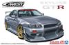 Aoshima Bunka Kyozaisha The Tuned Car Series Nissan BNR34 Skyline Пластиковая модель 1/24 №50 C-WEST GT-R '02 (Машина)