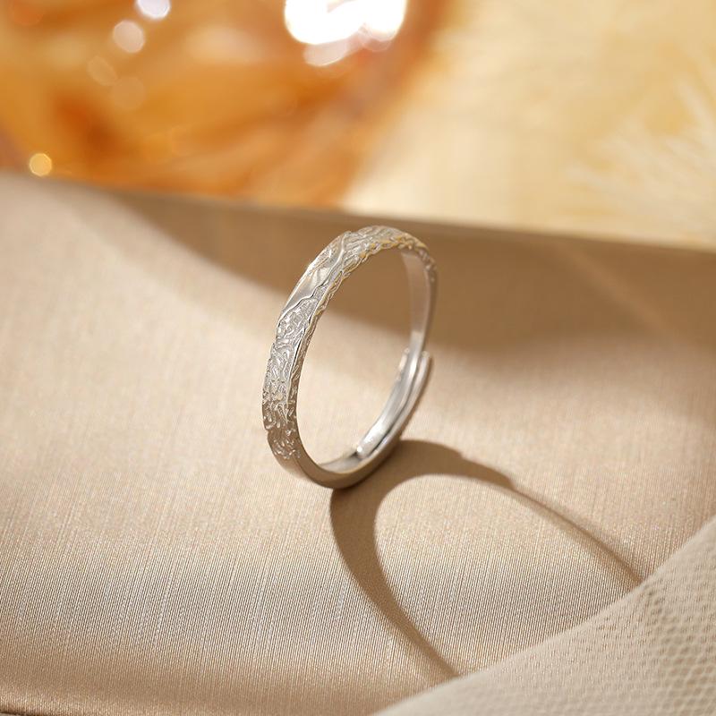 Weilan Heartbeat Кольца из серебра 925 пробы с нерегулярной текстурой для пар - Уникальный дизайн в виде баньянового дерева