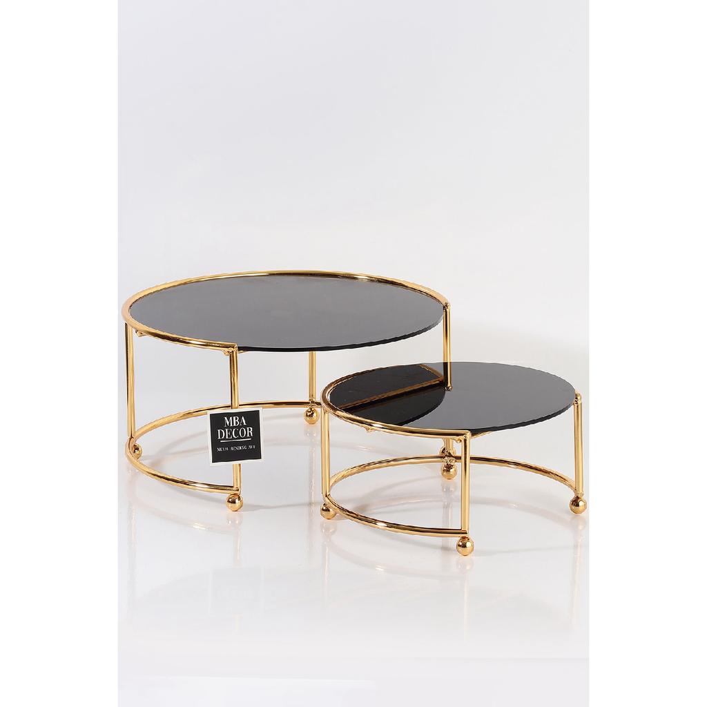 Круглый двойной золотой черный кофейный боковой презентационный подарочный органайзер для лакомств МДФ деревянный 26