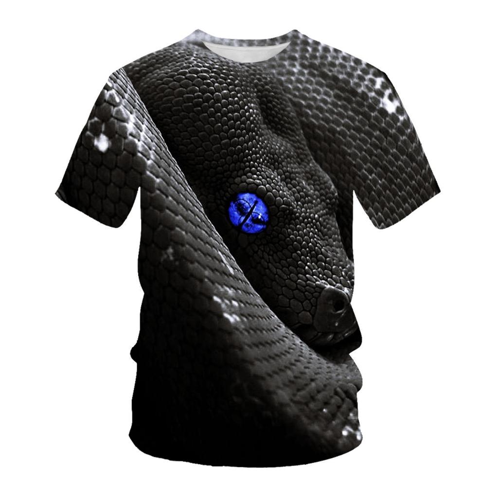 Summer Animal Snake Head Round Neck T-shirt 3D Digital Print Top Loose Casual Men's Short Sleeve Tee Shirts