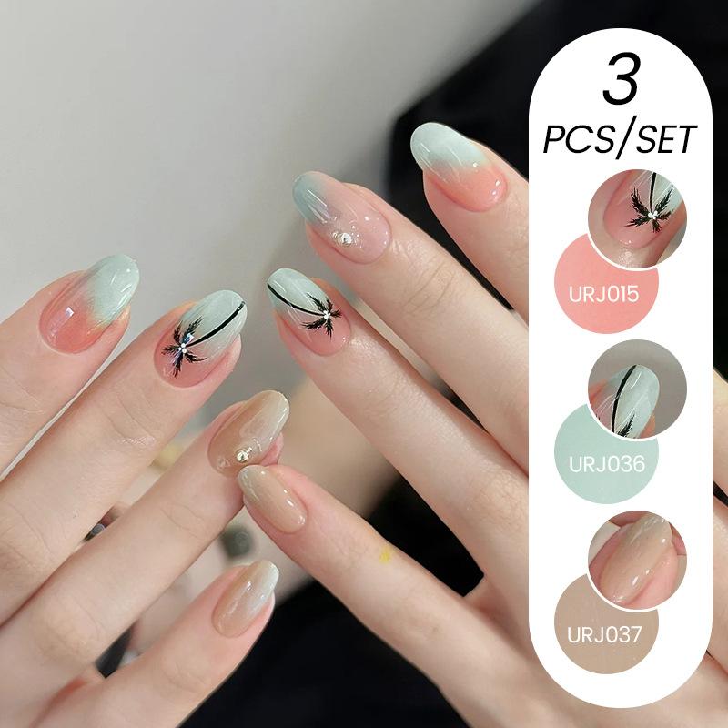 Nail Art Ice Прозрачный набор из 3-х лаков для ногтей, популярный прозрачный клей для лака для ногтей Nude Whitening Powder