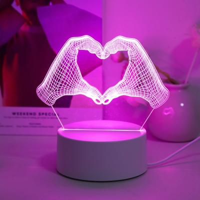 3D Ночник в виде двух рук, делающих сердце, Домашнее настольное украшение, Рождественское украшение, Необычное освещение, Светодиодный свет для комнаты, Подарок на день рождения