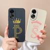 Phone Case For Oppo Reno10 Pro 6 7 8 Pro+ Lite Fashion Cover Crown Letters Phone Bags Camera Protection Matte Soft Silicone Shockproof For Oppo Bumper