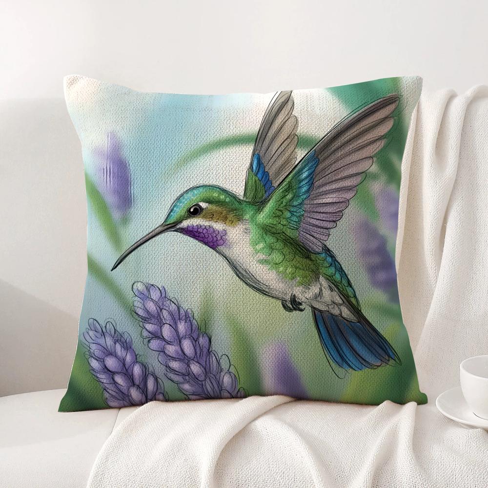 Good Quality Plant and Bird Cushion Cover Natural Linen Organic Fabric DoubleSided Printing Sofa Home Decor Gift Pillow Cover