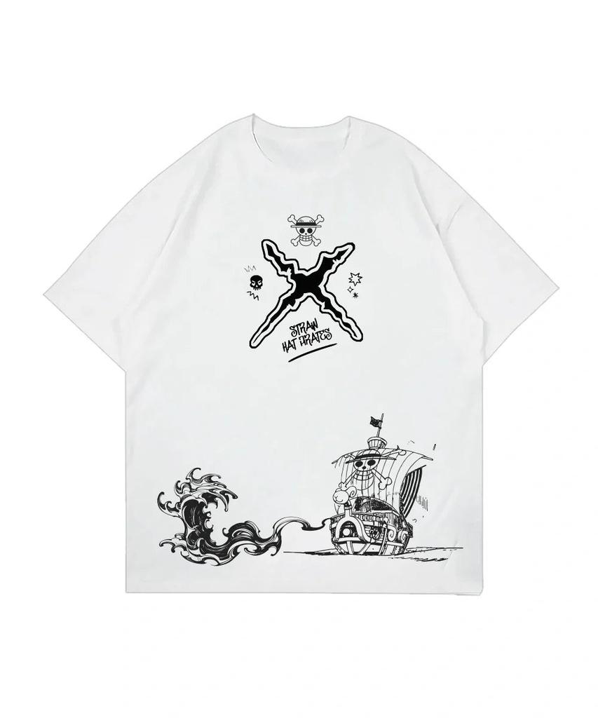 Аниме Футболка One Piece Унисекс Женская Хлопковая С Коротким Рукавом Топы Летние Luffy Zoro Sanji Графический Принт Уличная Одежда Повседневная Yk