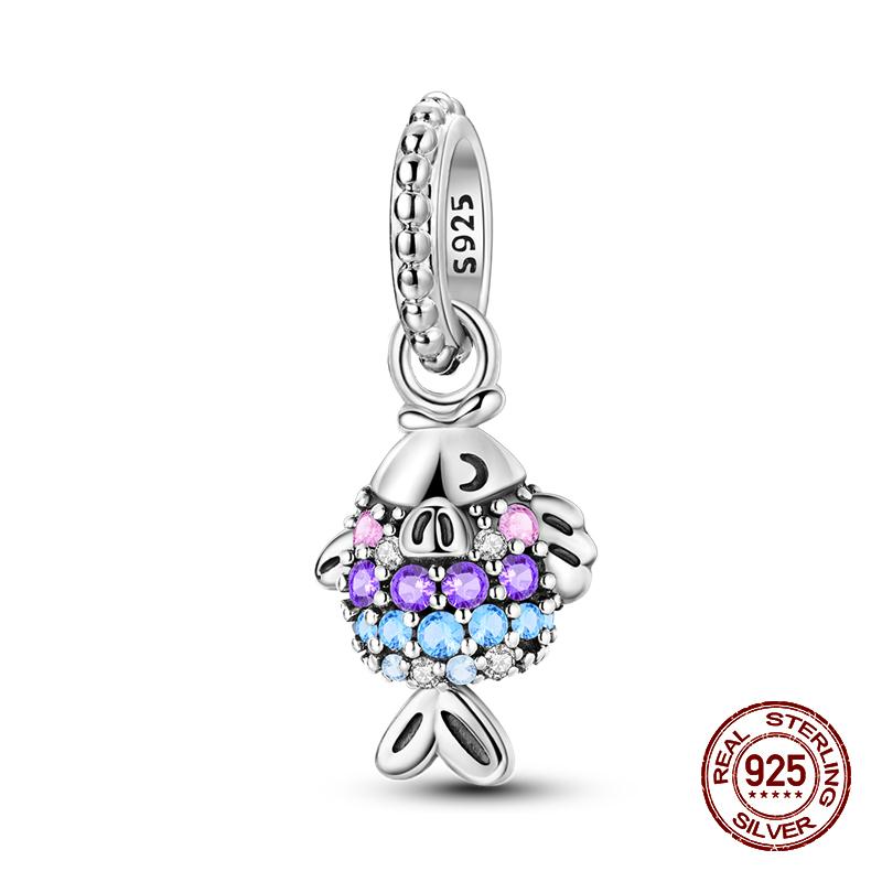 100% Стерлингового Серебра 925 Пчелы Бабочка Ежик Рыба Подвески Бусины Подходит Оригинальные Браслеты 925 DIY Ювелирные Изделия Подарки На День Рождения