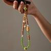 Chinese Style Mobile Phone Chain Vintage Antique Green Wrist Rope Pendant  Girls