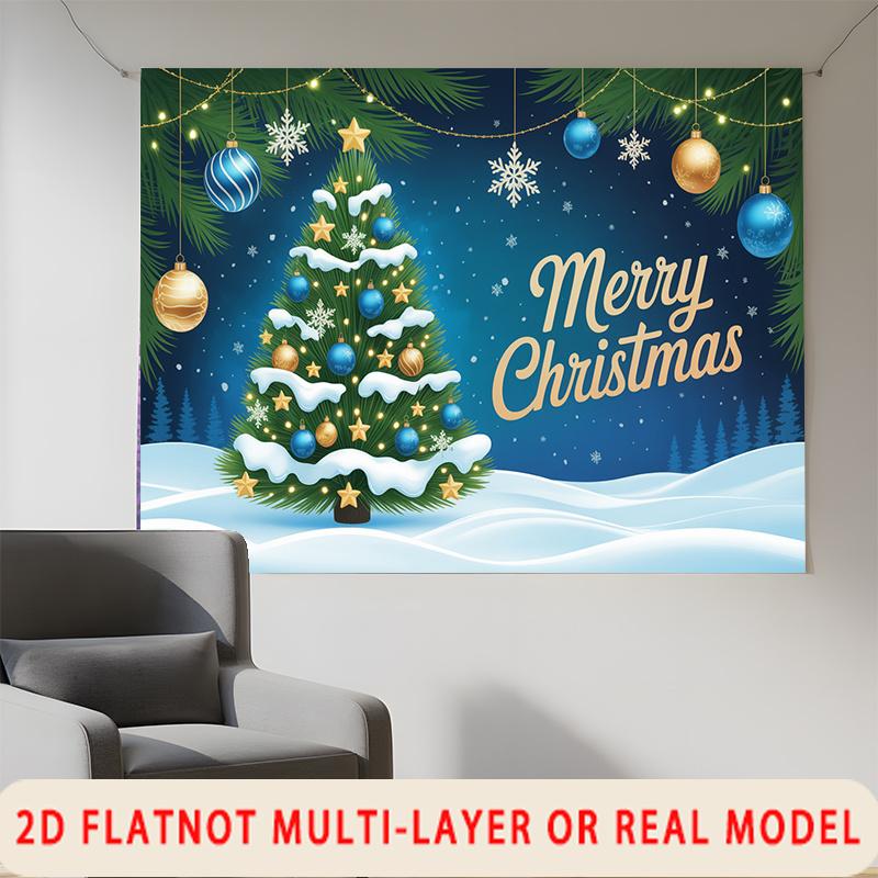 Party Backdrop Christmas Flat Pine Branches Snow Ornaments Winter Wedding Shower Celebration Photo Booth Front Door Decor