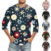 Men'S Round Neck Three-Quarters Sleeve Top Casual Fashion T-Shirt